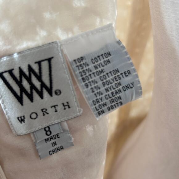 W by Worth Off-White Sleeveless Sheath Dress Floral Lace Overlay Womens Size 8 - Picture 5 of 6